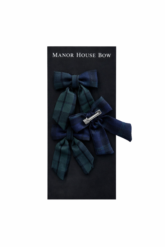 Manor House Green Tartan Mini Bow Clip - Arriving in Store October