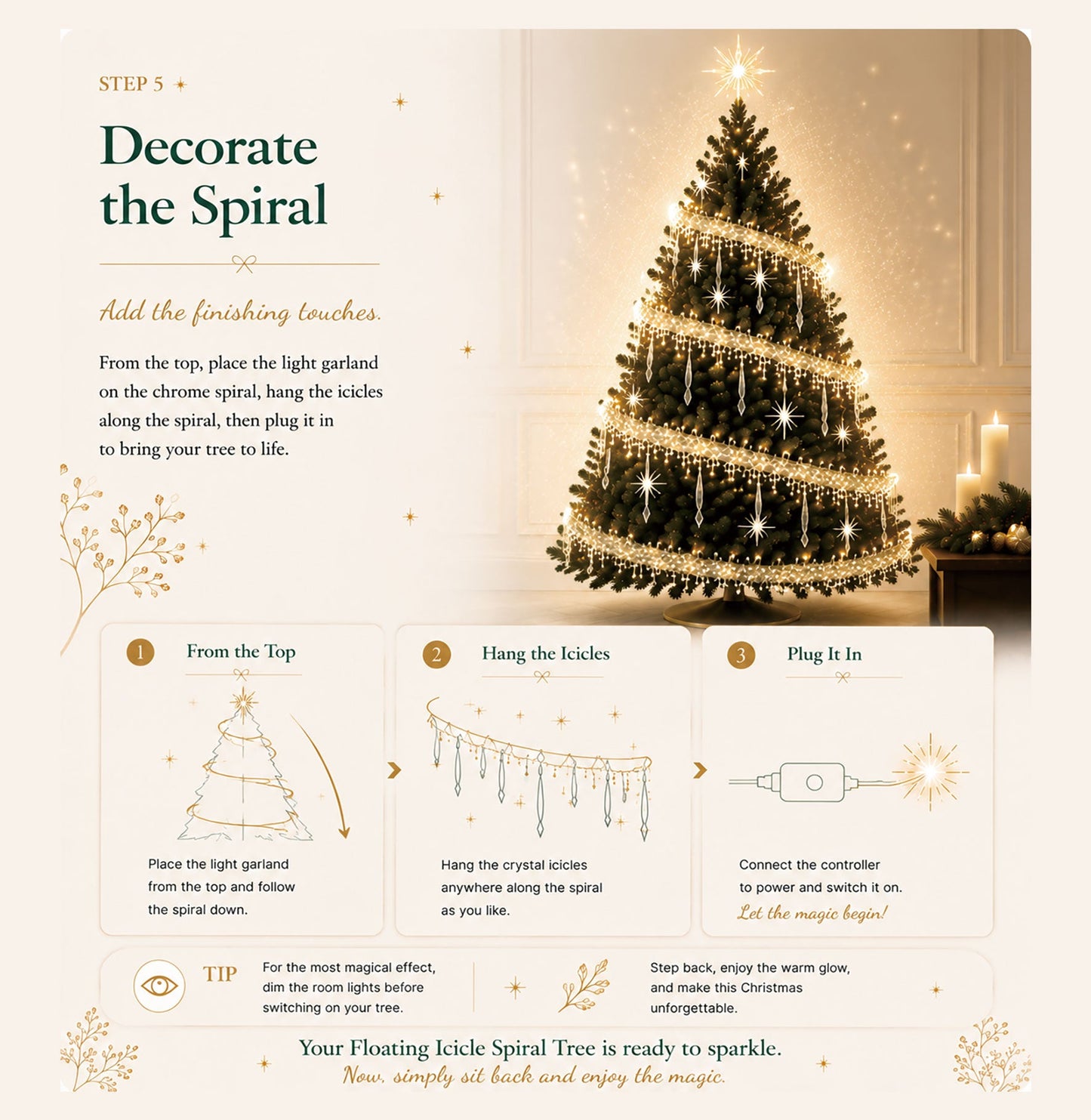 Floating Icicle Spiral Tree Light Set - Arriving in Store October