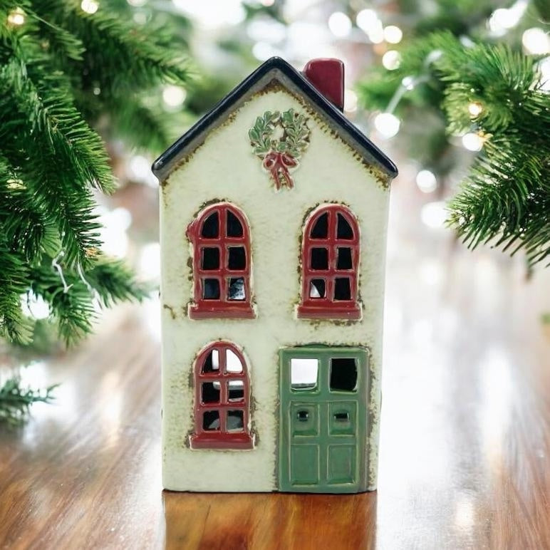 Christmas Cottage Wreath & Green Door - Arriving in Store September