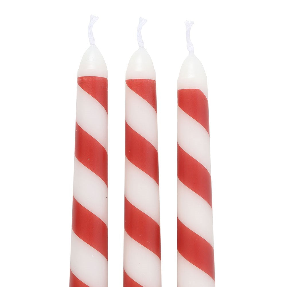 Set of 3 Candy Cane Taper Candles - September Drop