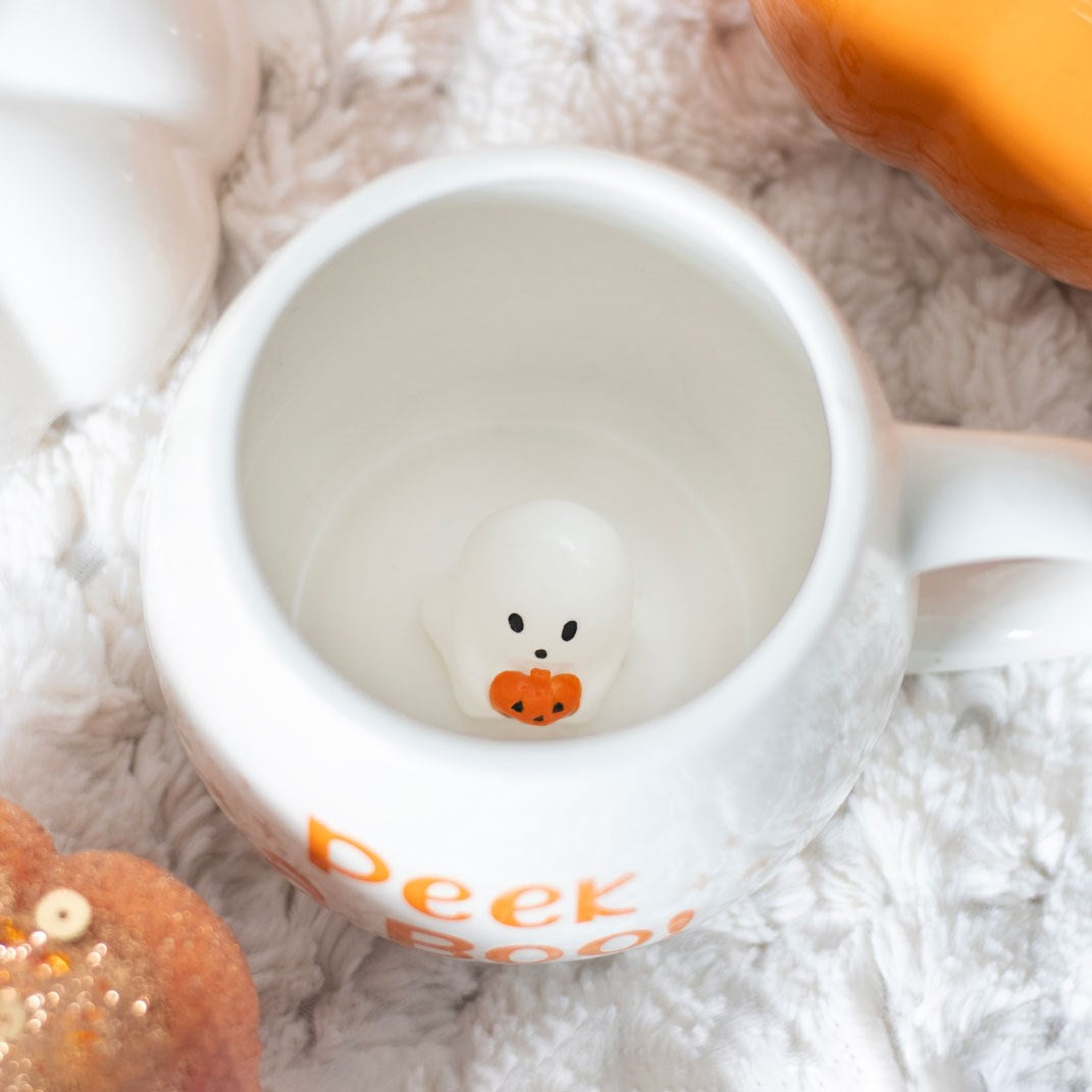 Peekaboo Ghost Shaped Ceramic Rounded Mug