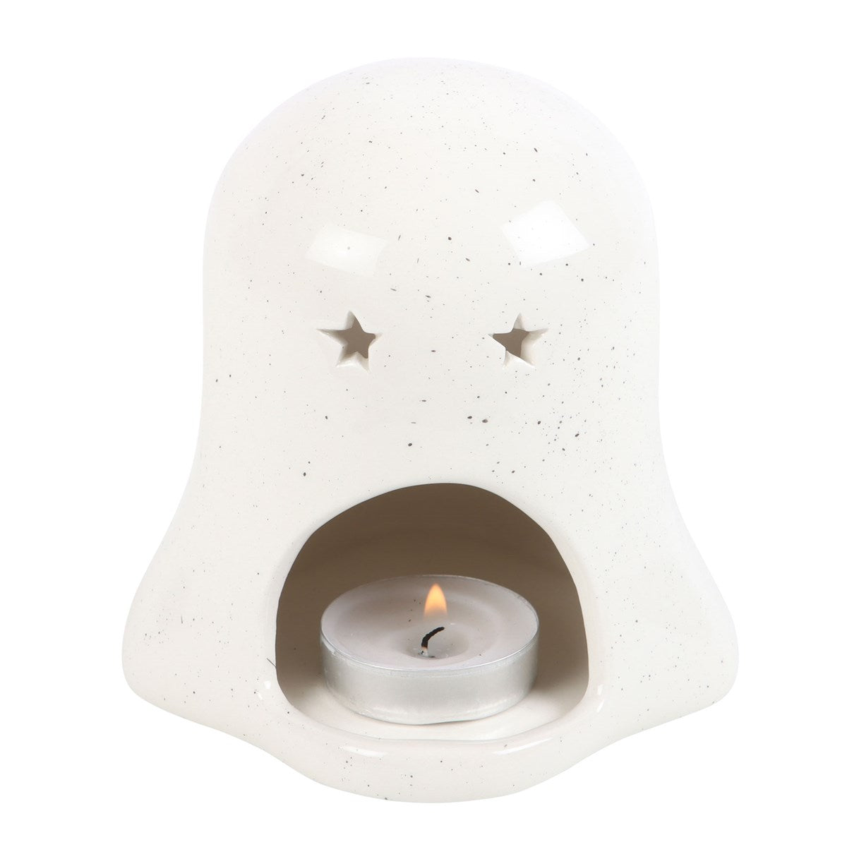 Ghost Shaped Ceramic Tealight Candle Holder With Pumpkin