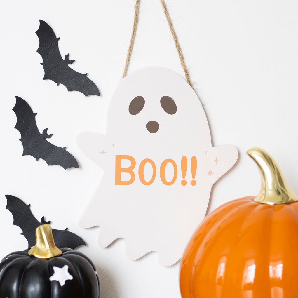 Ghost Shaped Hanging Mdf Sign