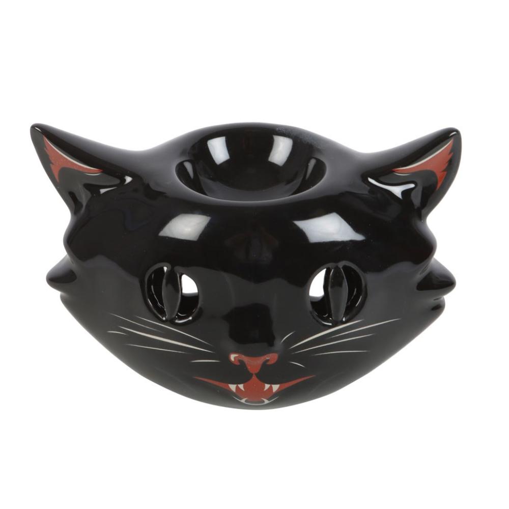 Spooky Black Cat Ceramic Oil Burner