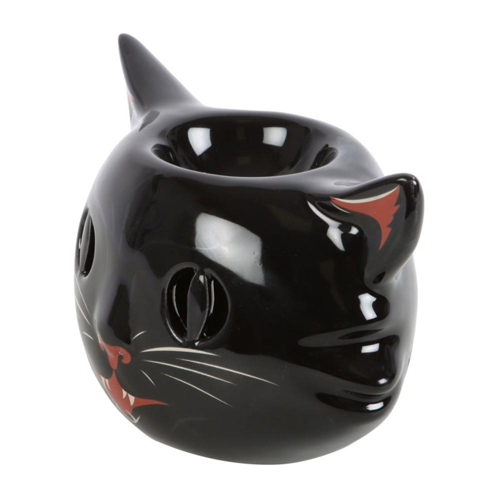 Spooky Black Cat Ceramic Oil Burner