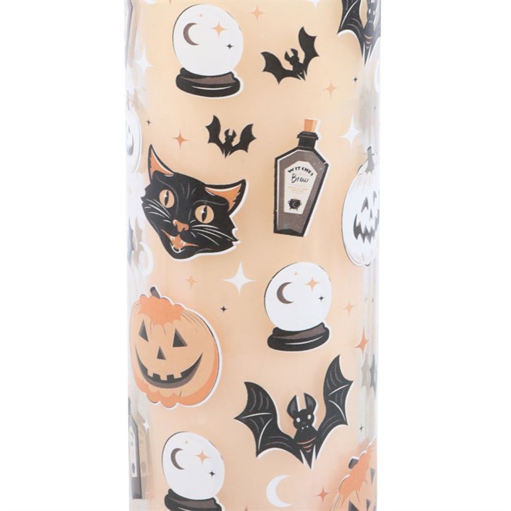 Spooky Cat And Pumpkin Print Spiced Pumpkin Glass Tube Candle