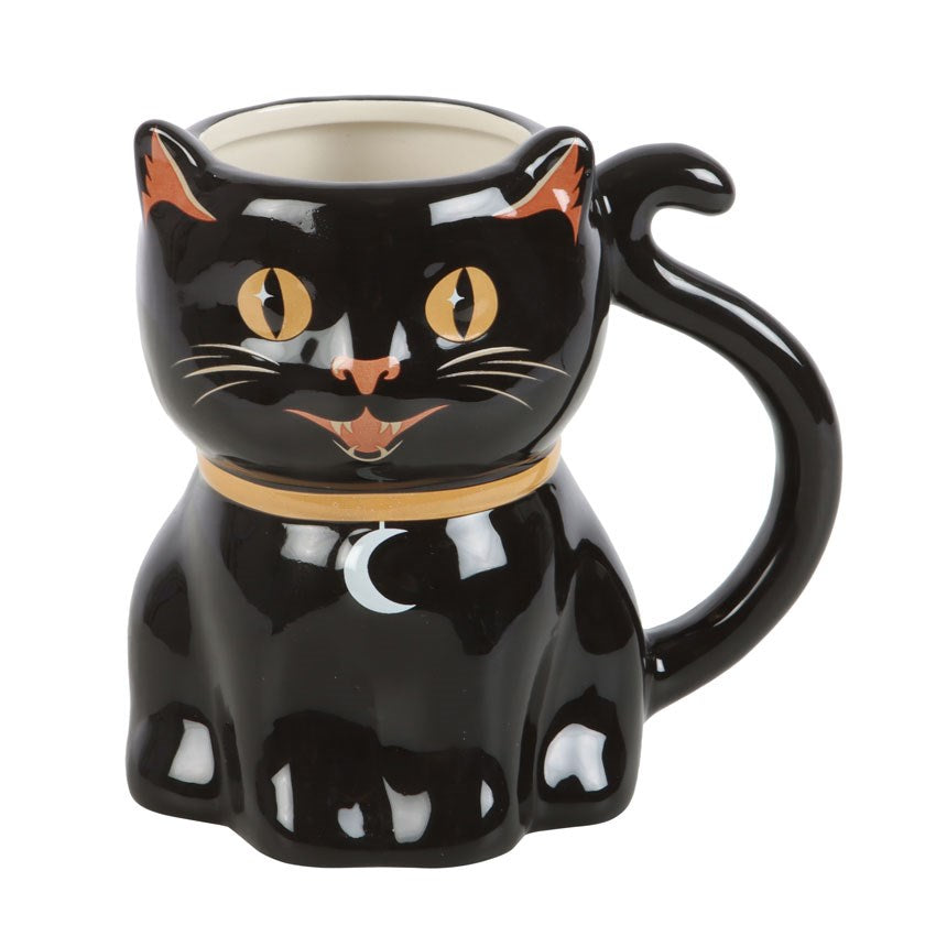 Spooky Black Cat Shaped Ceramic Halloween Mug