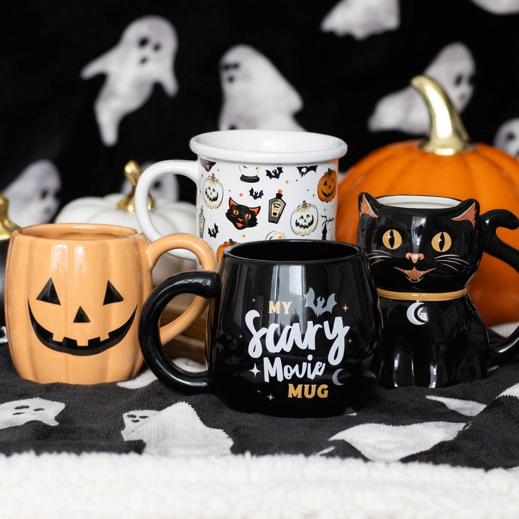 Spooky Black Cat Shaped Ceramic Halloween Mug