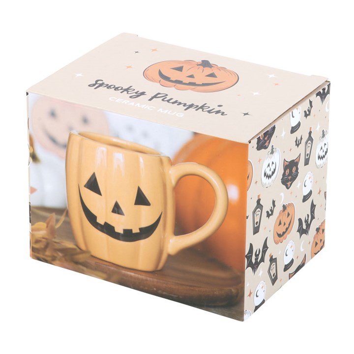 Spooky Jack-O'-Lantern Pumpkin Shaped Ceramic Halloween Mug