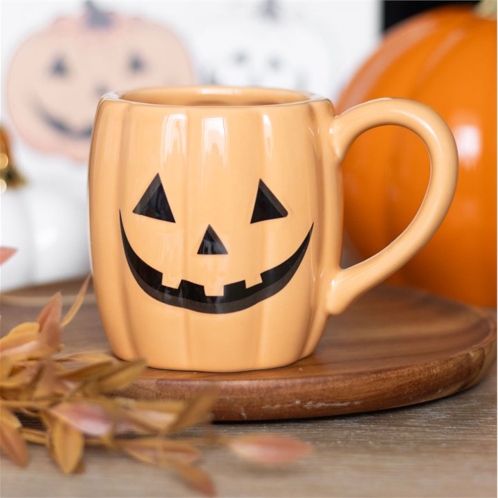 Spooky Jack-O'-Lantern Pumpkin Shaped Ceramic Halloween Mug