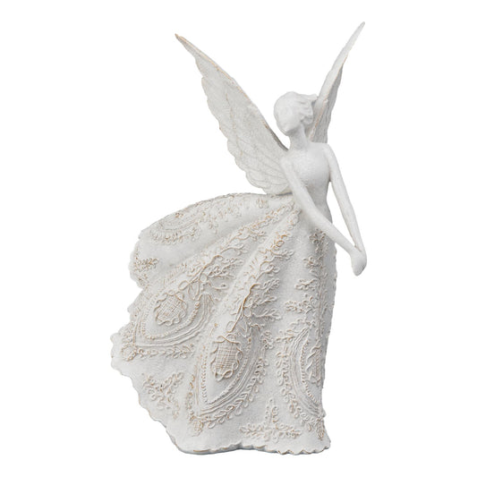 White Lace Standing Angel - October Drop