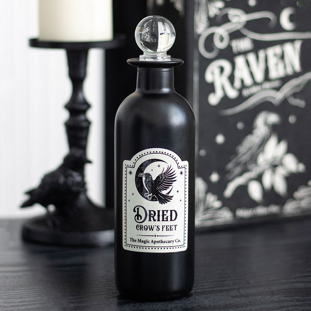 Dried Crow's Feet Decorative Glass Potion Bottle - September Drop