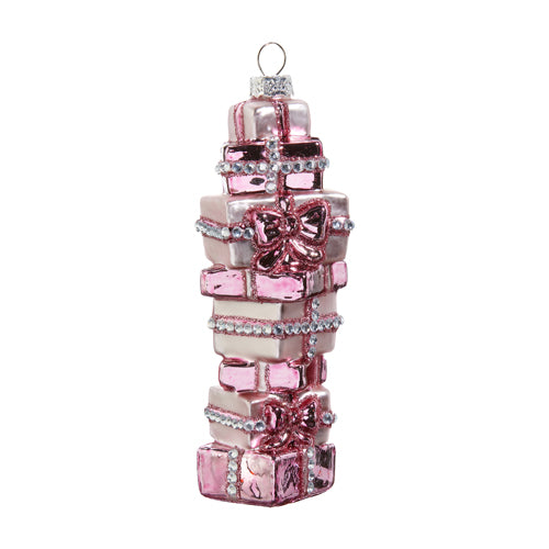 Pink Stack of Presents Ornament 15cm