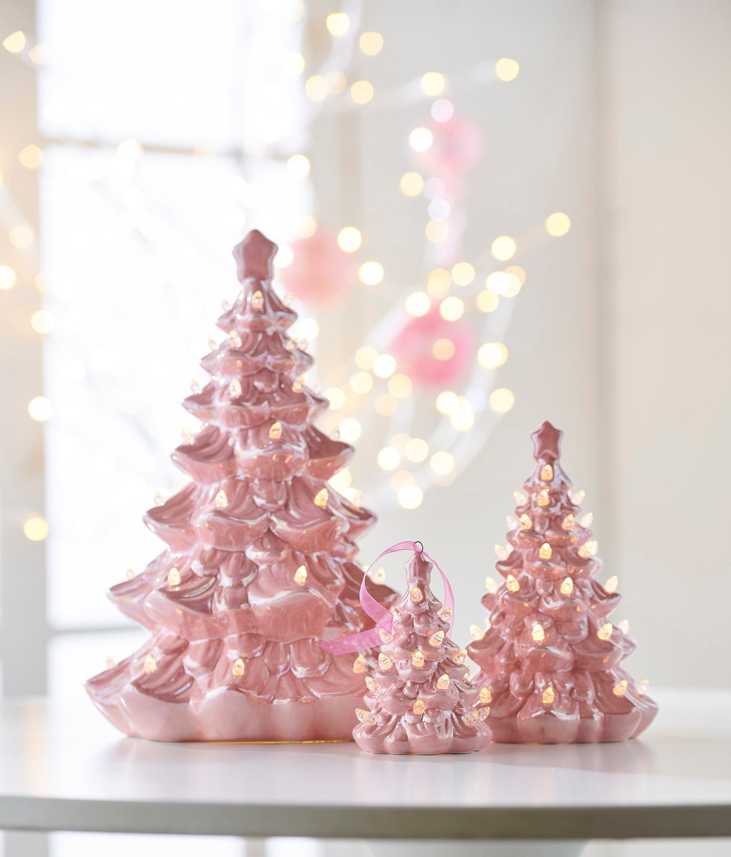 Lighted Pink Vintage Tree 20cm