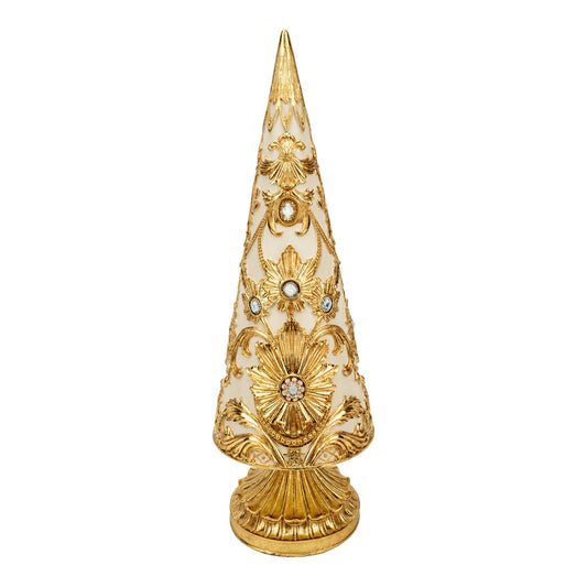 Ivory Gold Damask Christmas Tree - October Drop