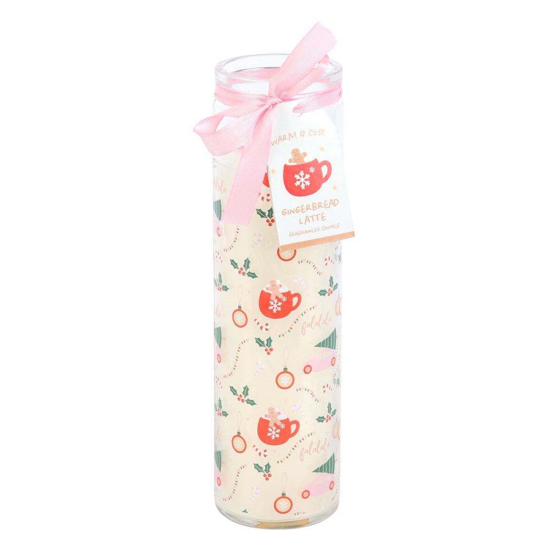 Sugarplum Fun Christmas Print Tube Candle - Gingerbread Latte Scent