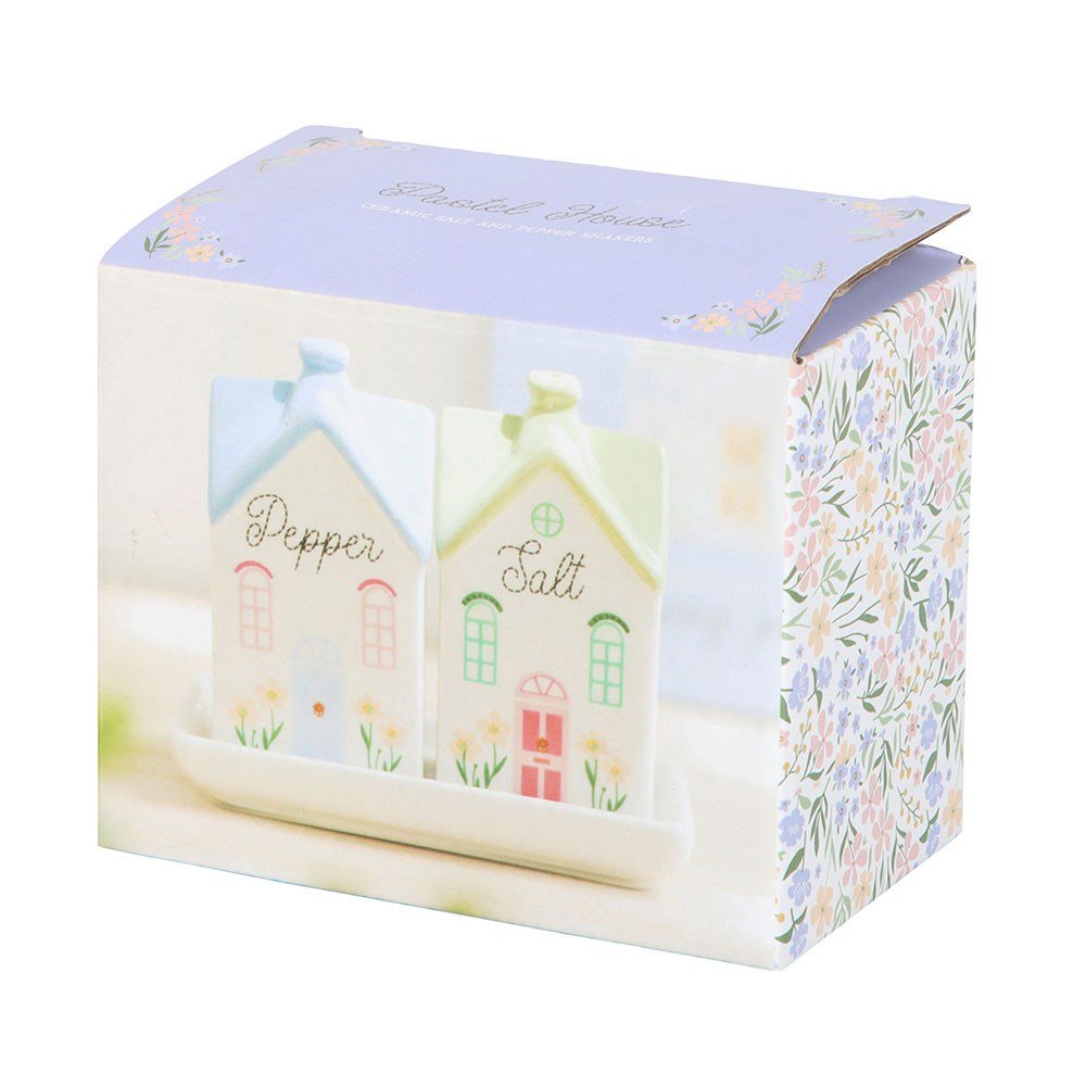 Pastel House Shaped Ceramic Salt And Pepper Shakers