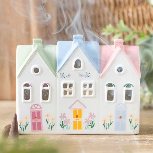 Pastel House Ceramic Incense Cone Burner And Tealight Holder