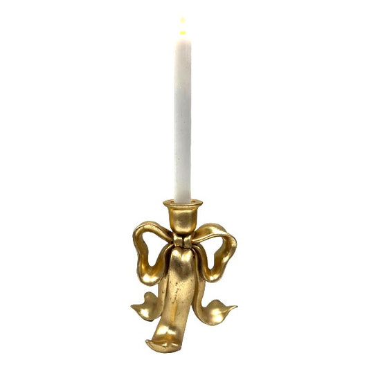 Gilded Bow Candle Holder - 17cm - October Drop