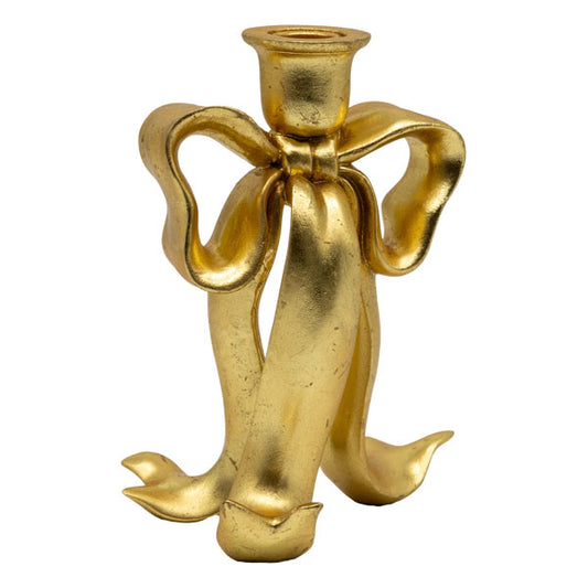 Gilded Bow Candle Holder - 20cm - October Drop