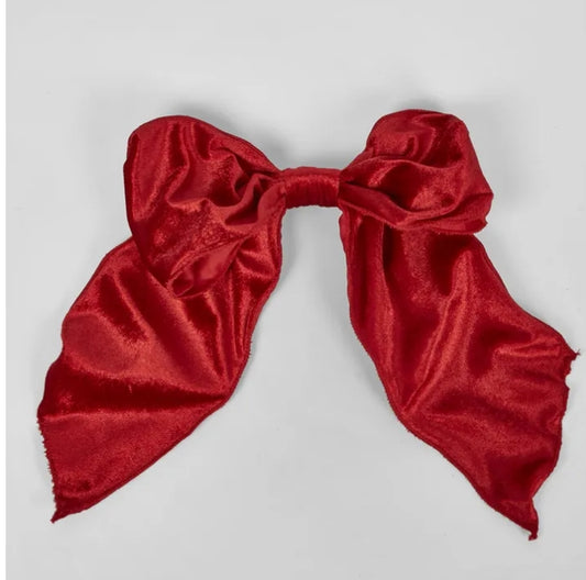 Red Velvet Bow on Clip - Large