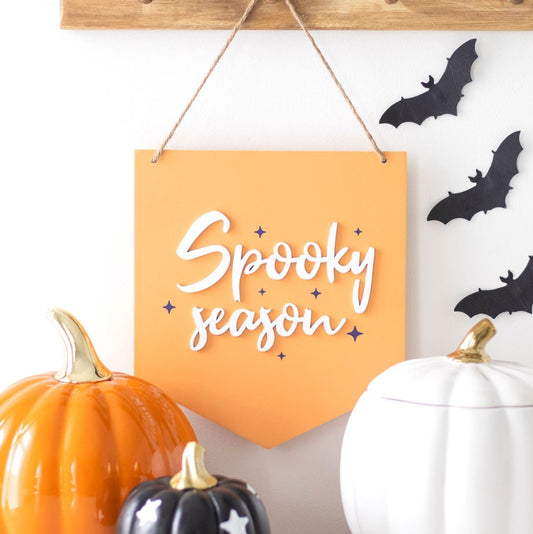 Orange Spooky Season Hanging Mdf Sign