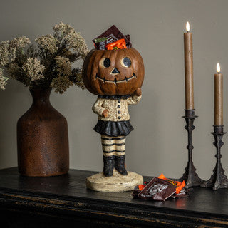 Pumpkin Girl w/ Striped Leggings Candy Dish - Arriving in Store September