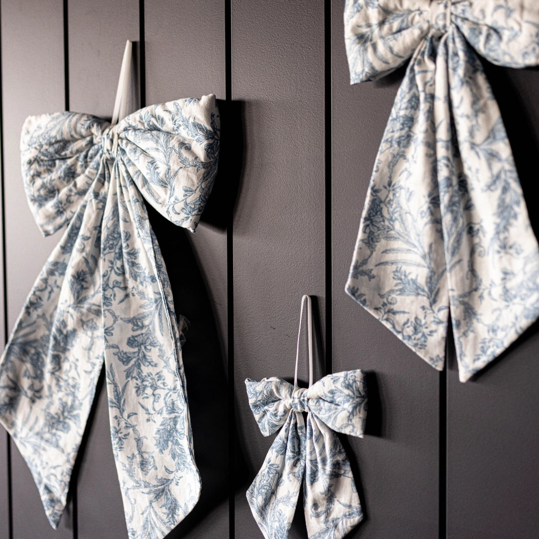 Floral Baby Blue Fabric Bow - November Drop