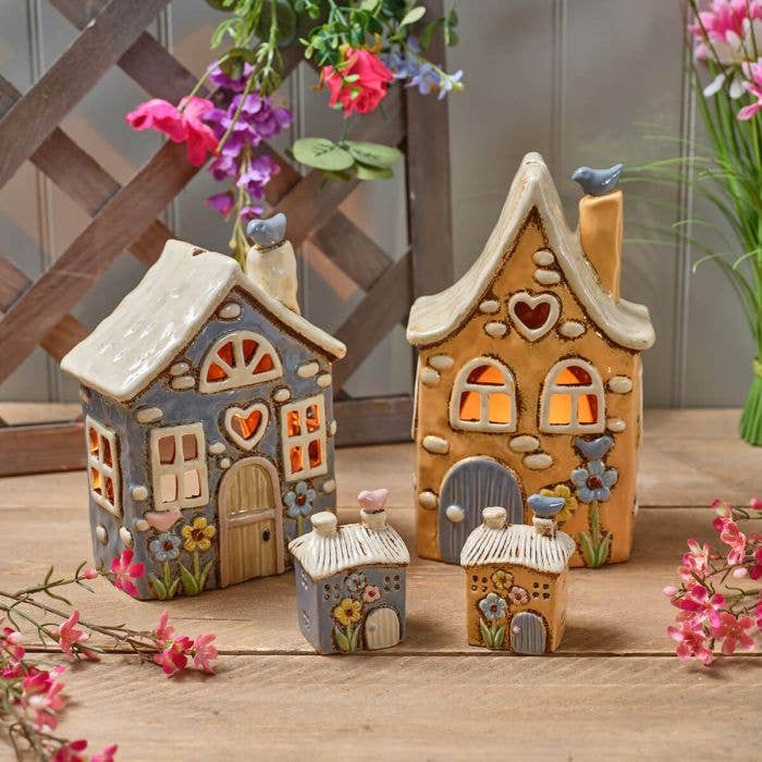 Stoneware Garden Birds House Candle Holder With 3D Bird - Arriving in Store Mid-April
