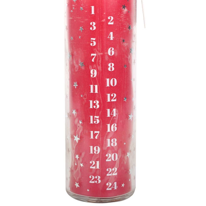 Red Vanilla Christmas Advent Tube Candle