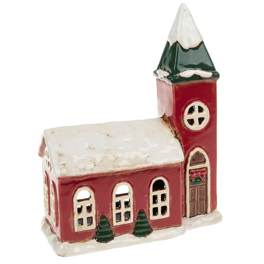 Village Pottery Christmas Church Tealight Large - September Drop