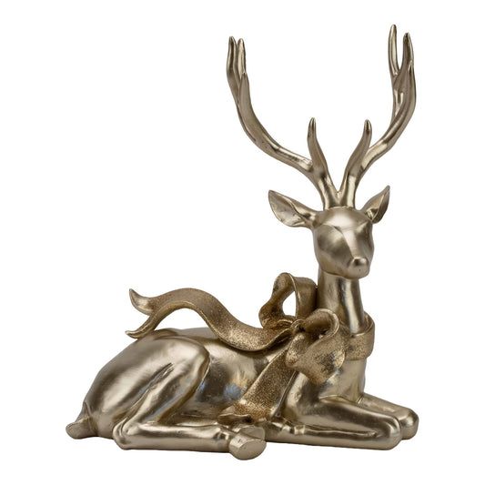 Champagne Sitting Deer with Bow 27cm - Arriving in Store October 2026