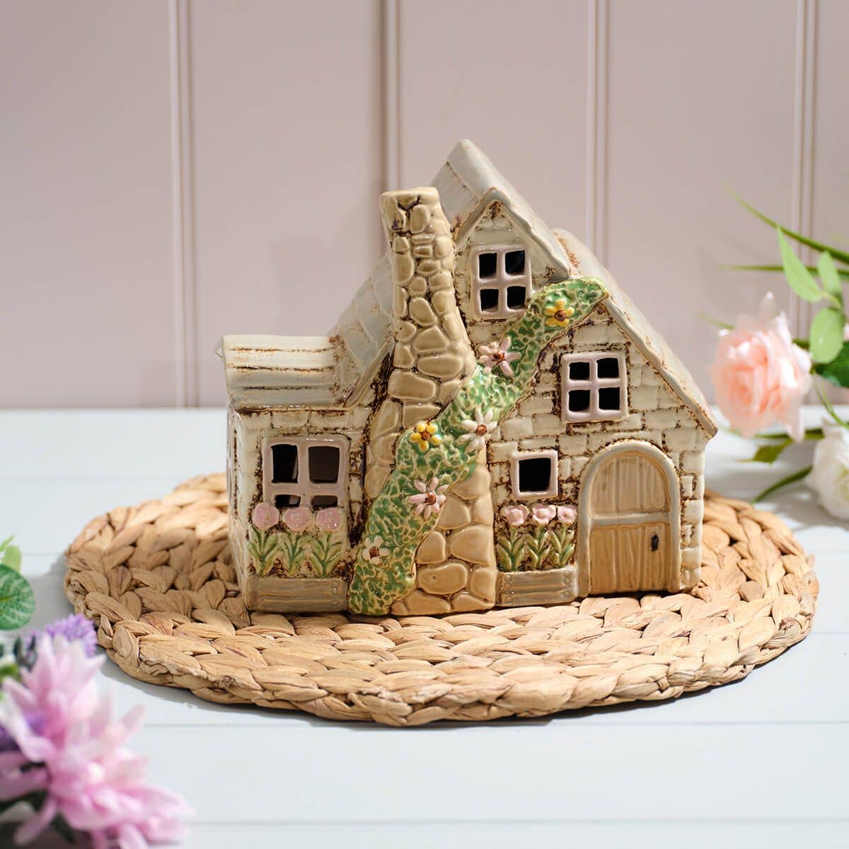 Cottage Garden Stoneware Double Cottage Candle Holder - Arriving in Store June