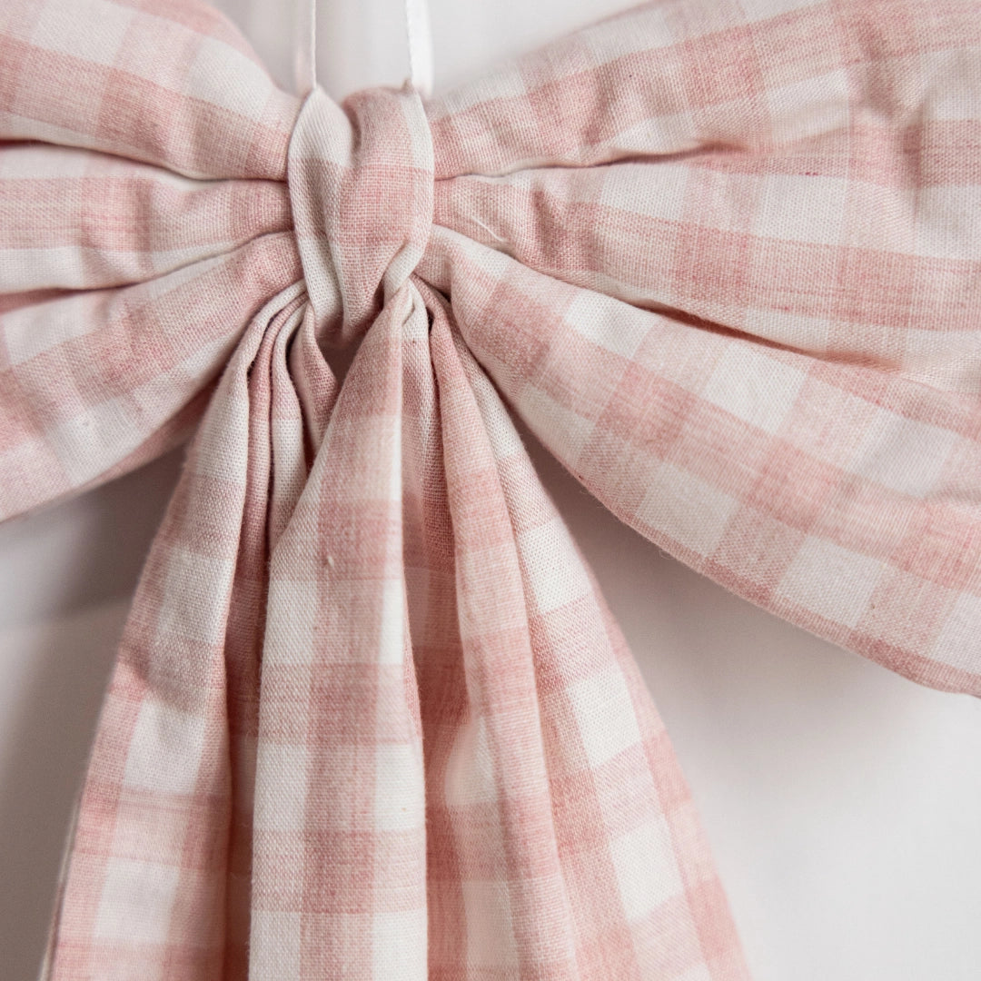 Blush Gingham Fabric Bow - Arriving in Store Mid - Late March