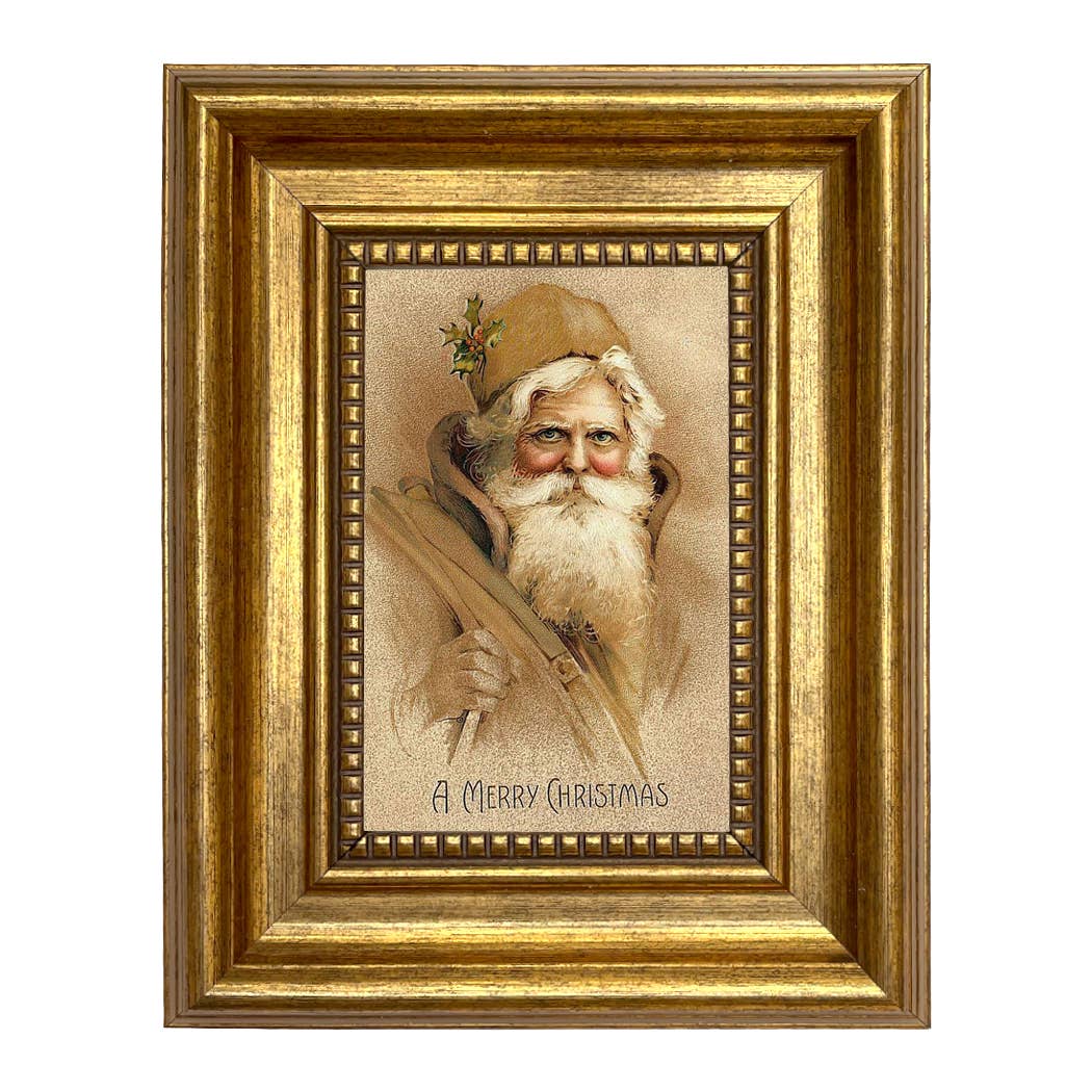 Father Christmas Victorian Print on Canvas Framed