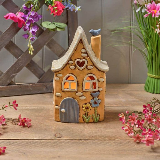 Stoneware Garden Birds House Candle Holder With 3D Bird - Arriving in Store Mid-April