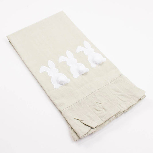 White Bunny Ruffle Hand Towel