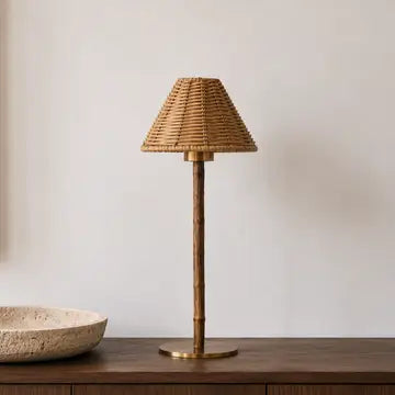 Portable Bamboo Table Lamp - Rattan Shade - Arriving in Store October