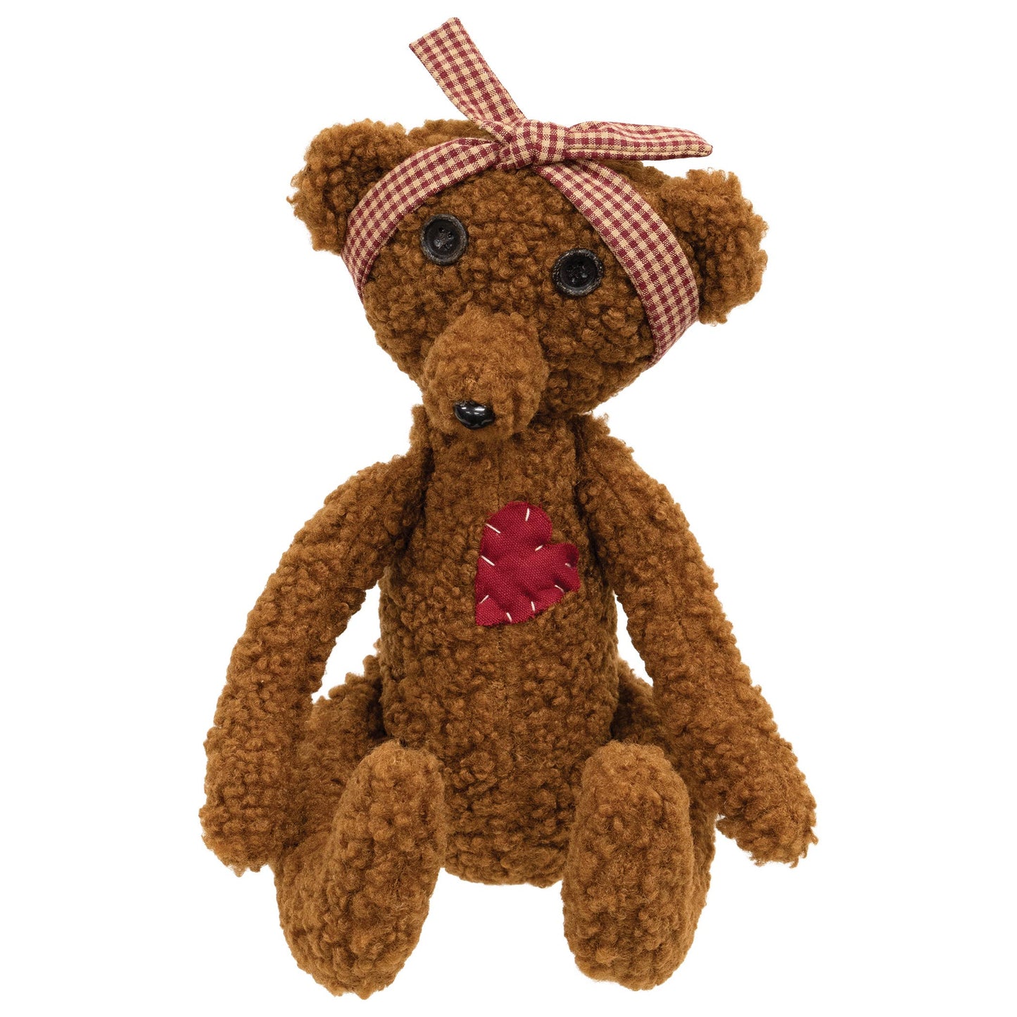 Stuffed Heart Patch Teddy Bear w/Gingham Bow - Early December Drop