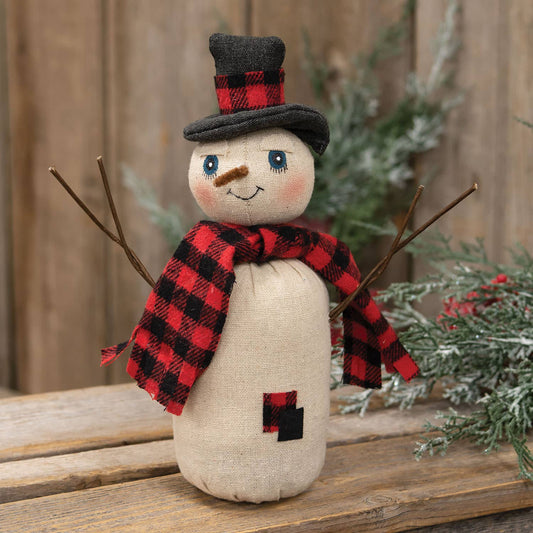 Red & Black Buffalo Check Patches Snowman Doll - October Drop