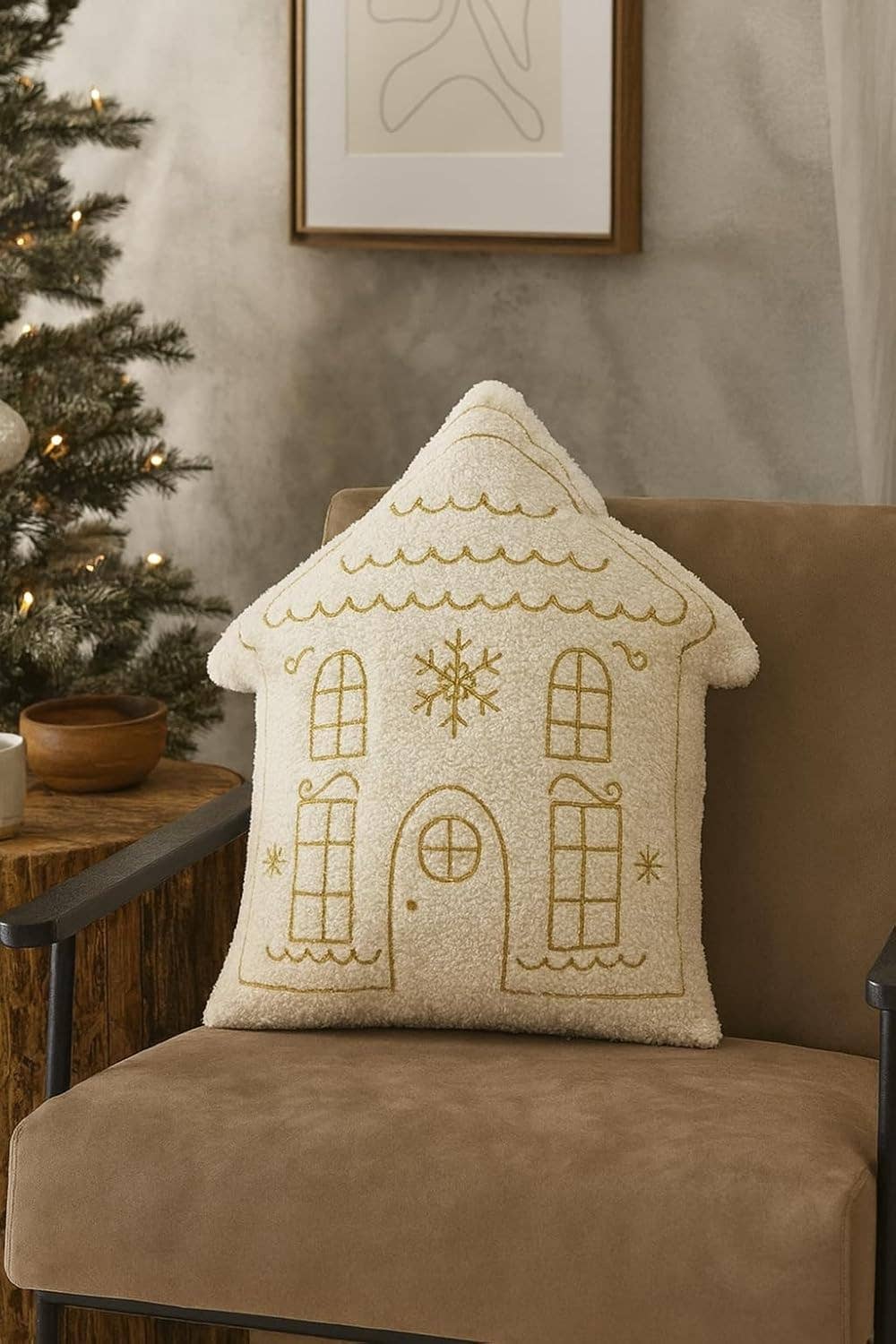 Ivory Winter House Plush Filled Throw Pillow - Arriving in Store October