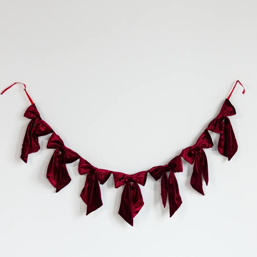 Manor House Velvet Deep Red Bow Garland - Arriving in Store September/October
