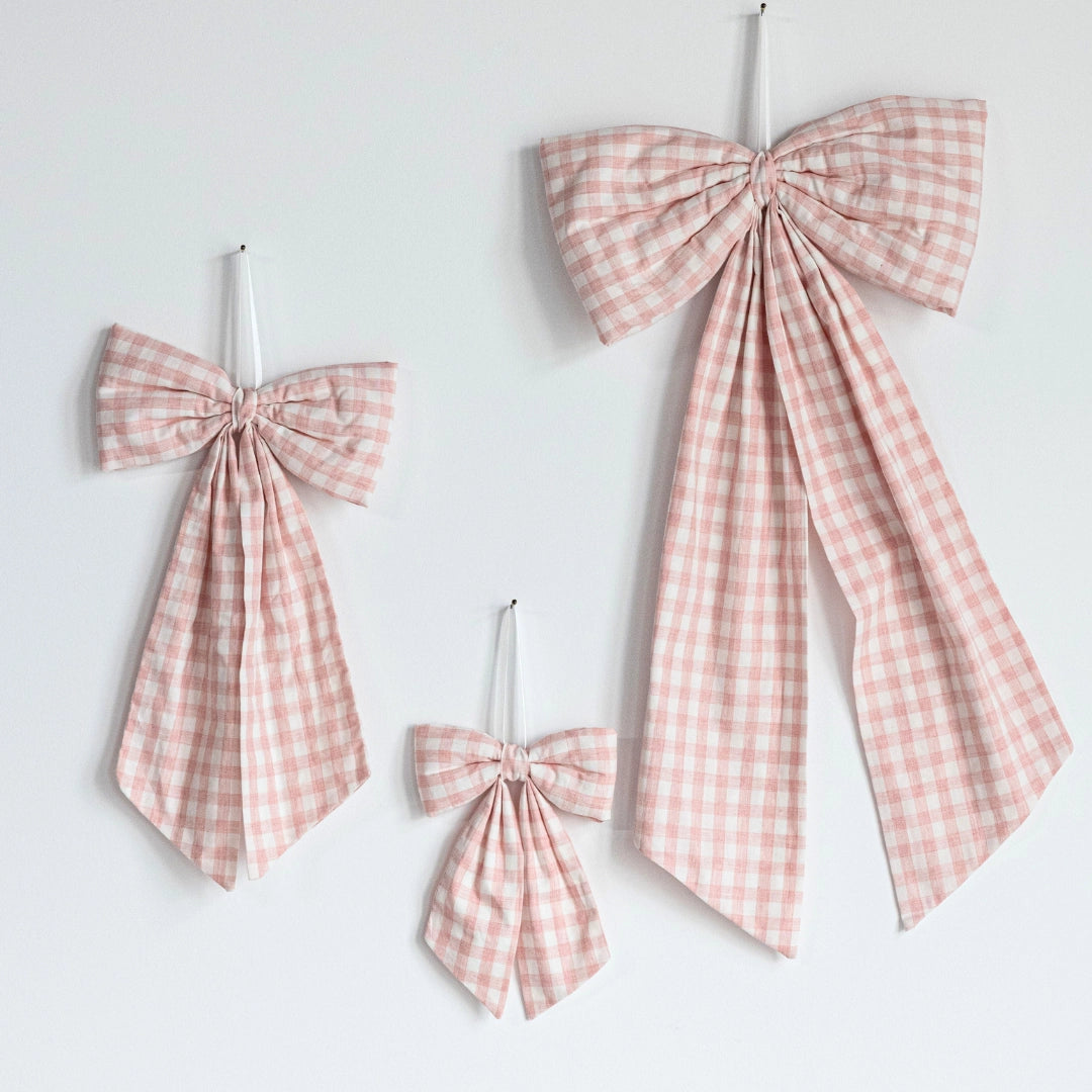 Blush Gingham Fabric Bow - Arriving in Store Mid - Late March