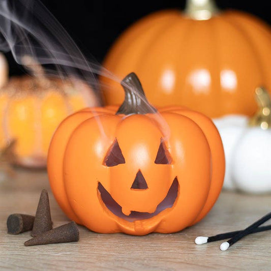 Orange Halloween Pumpkin Incense Cone Holder - September Drop