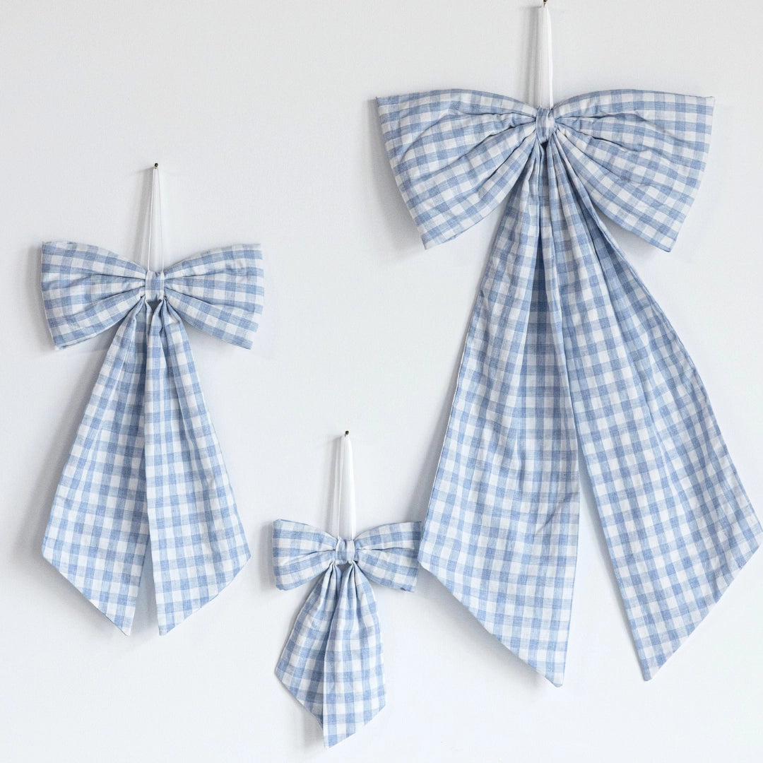Baby Blue Gingham Fabric Bow - Arriving in Store Mid - Late March