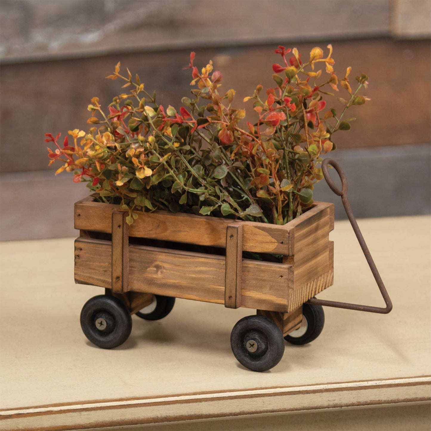 Natural Wooden Wagon With Rusty Metal Handle - Arriving in Store September
