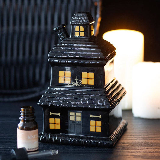 Black Haunted House Halloween Oil Burner and Wax Warmer - September Drop