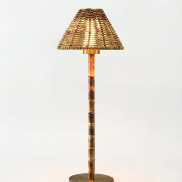 Portable Bamboo Table Lamp - Rattan Shade - Arriving in Store October