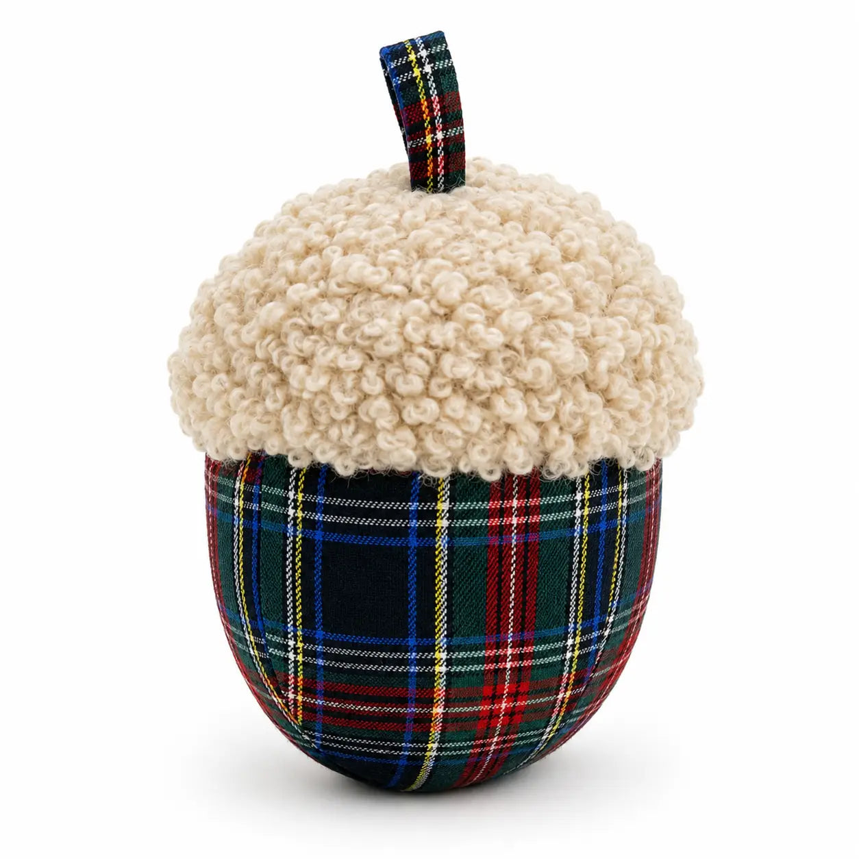 Green/Navy Plaid Acorn Filled Throw Pillow - Arriving in Store September