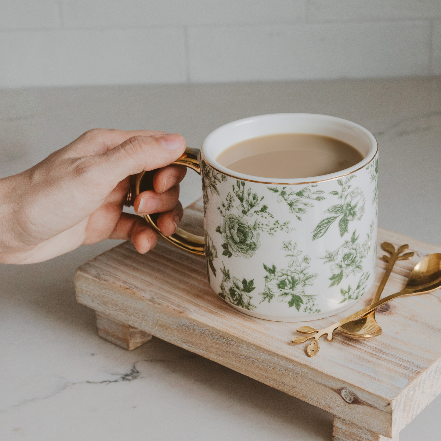 Green Delft Coffee Mug